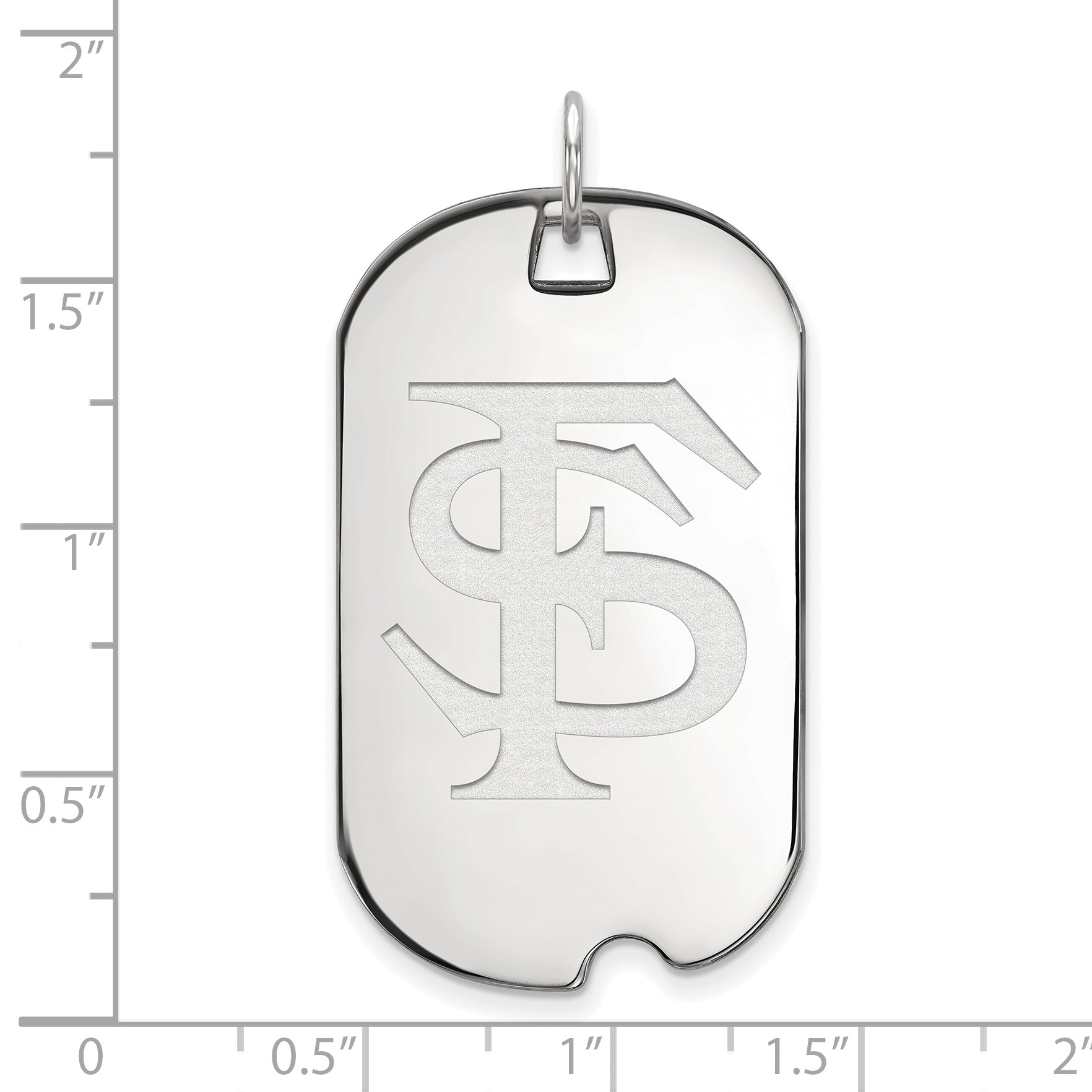 Sterling Silver Rhodium Plated Logoart Florida State University F S Large Dog Tag Pendant