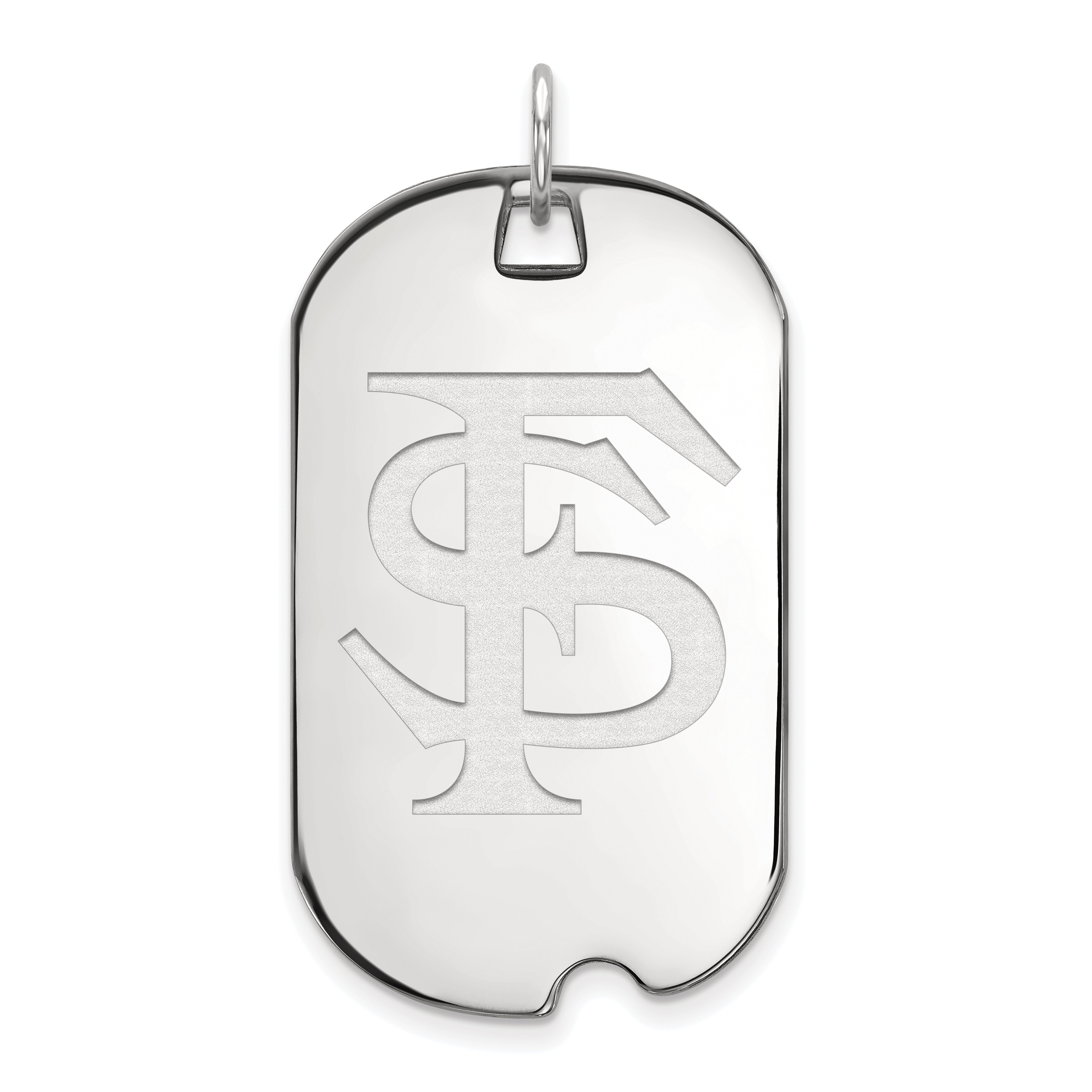 Sterling Silver Rhodium Plated Logoart Florida State University F S Large Dog Tag Pendant