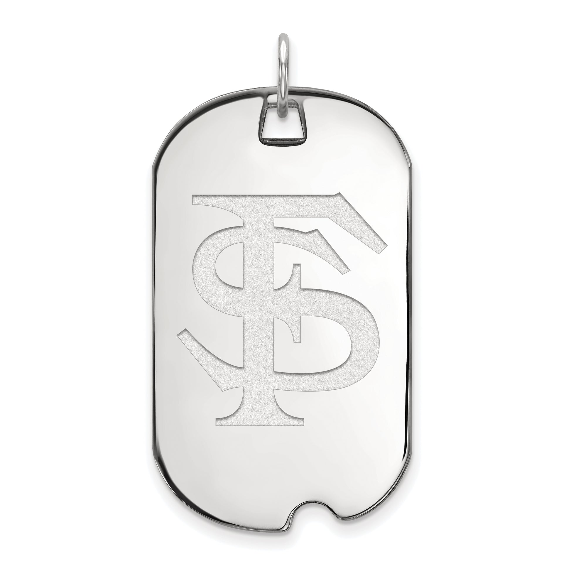 Sterling Silver Rhodium Plated Logoart Florida State University F S Large Dog Tag Pendant
