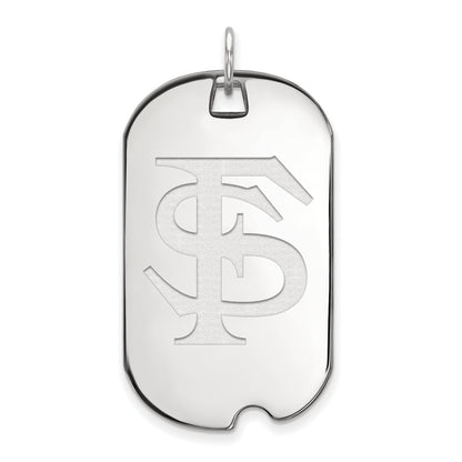 Sterling Silver Rhodium Plated Logoart Florida State University F S Large Dog Tag Pendant