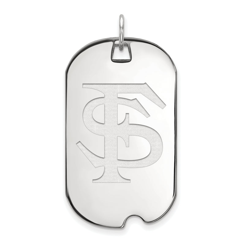 Sterling Silver Rhodium Plated Logoart Florida State University F S Large Dog Tag Pendant