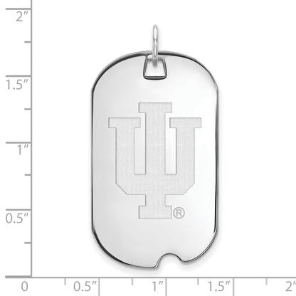 10K White Gold Logoart Indiana University I U Large Dog Tag Pendant