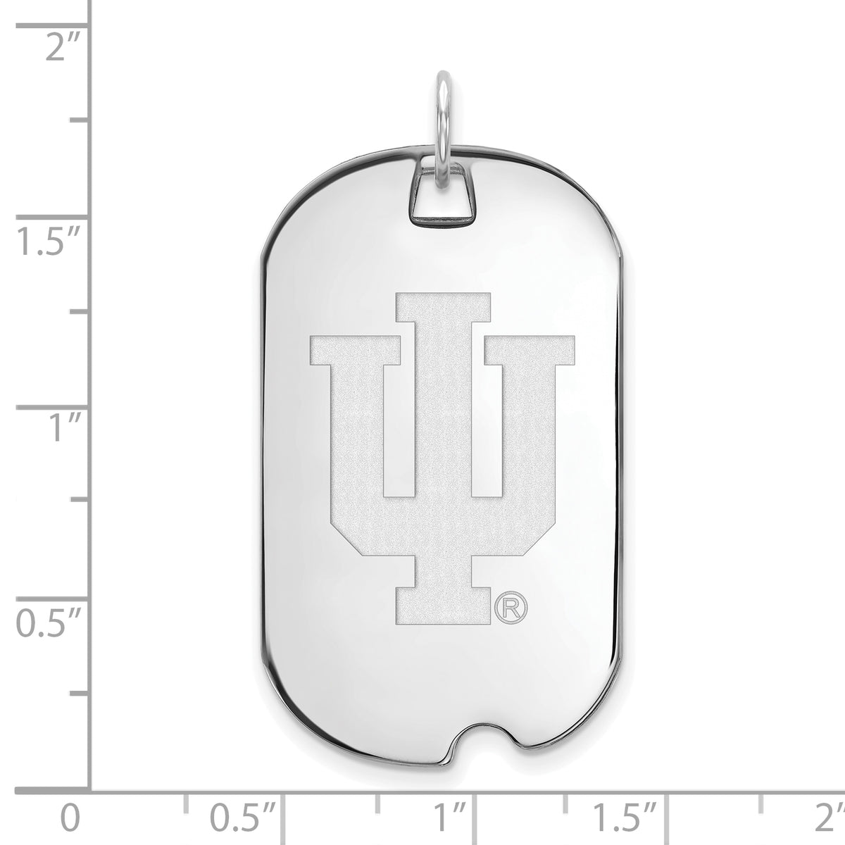 14K White Gold Logoart Indiana University I U Large Dog Tag Pendant