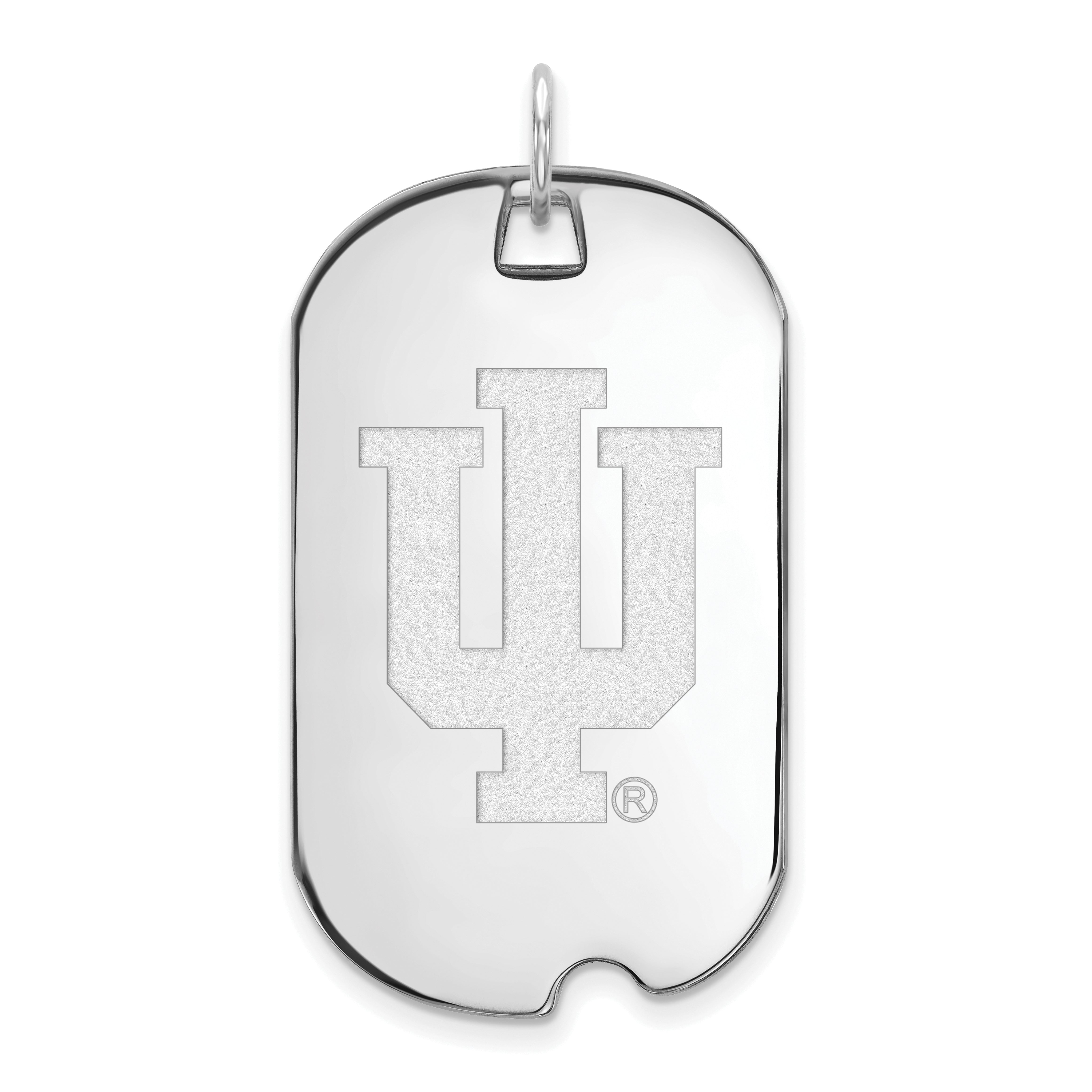 10K White Gold Logoart Indiana University I U Large Dog Tag Pendant