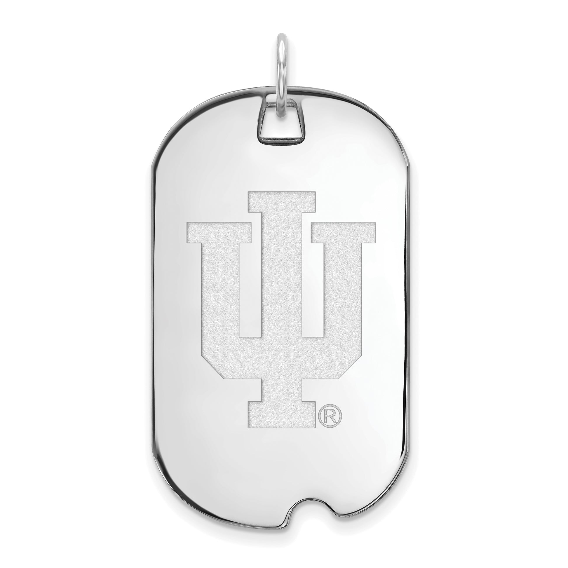 10K White Gold Logoart Indiana University I U Large Dog Tag Pendant