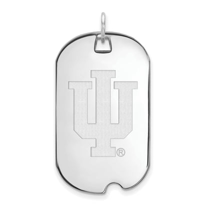 10K White Gold Logoart Indiana University I U Large Dog Tag Pendant