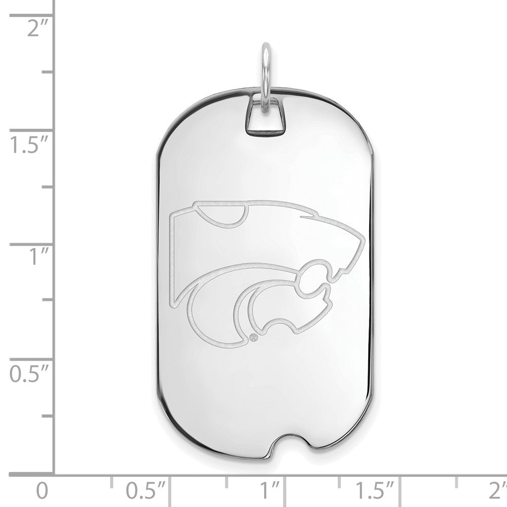 10K White Gold Logoart Kansas State University Wildcat Large Dog Tag Pendant