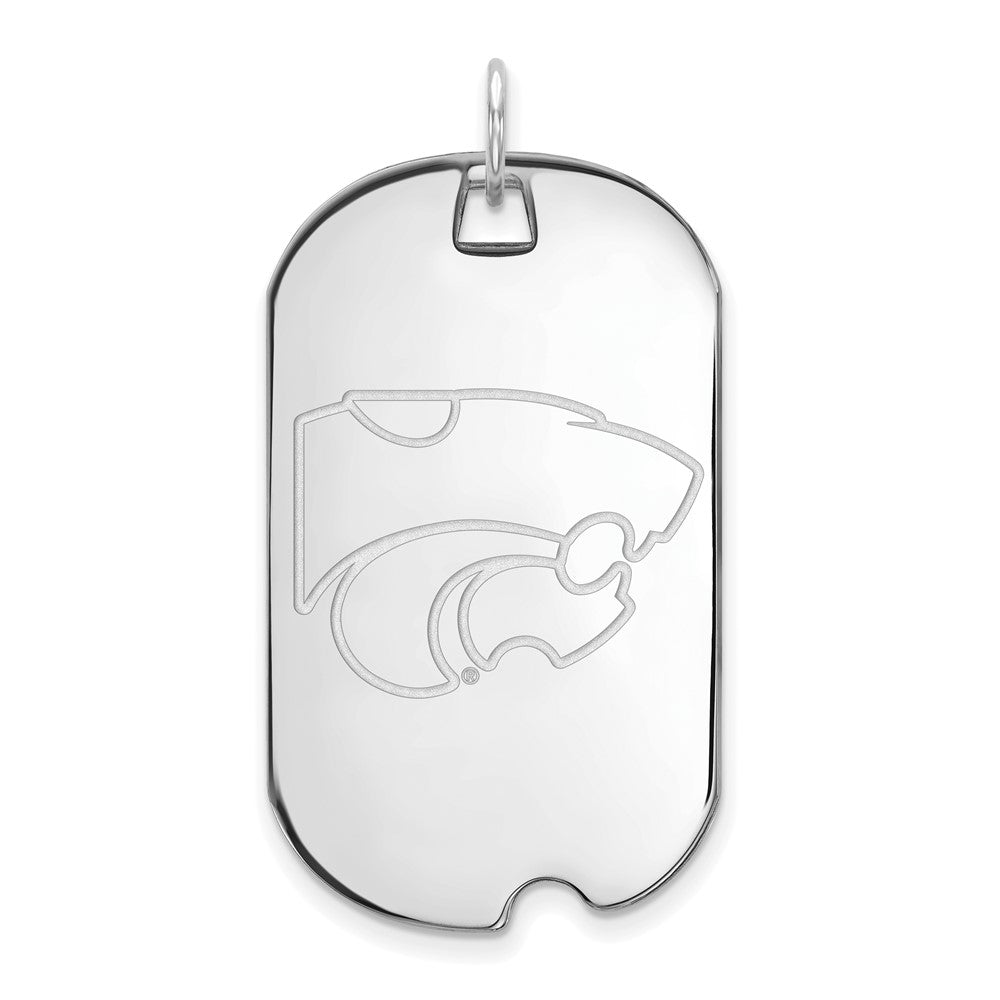 10K White Gold Logoart Kansas State University Wildcat Large Dog Tag Pendant