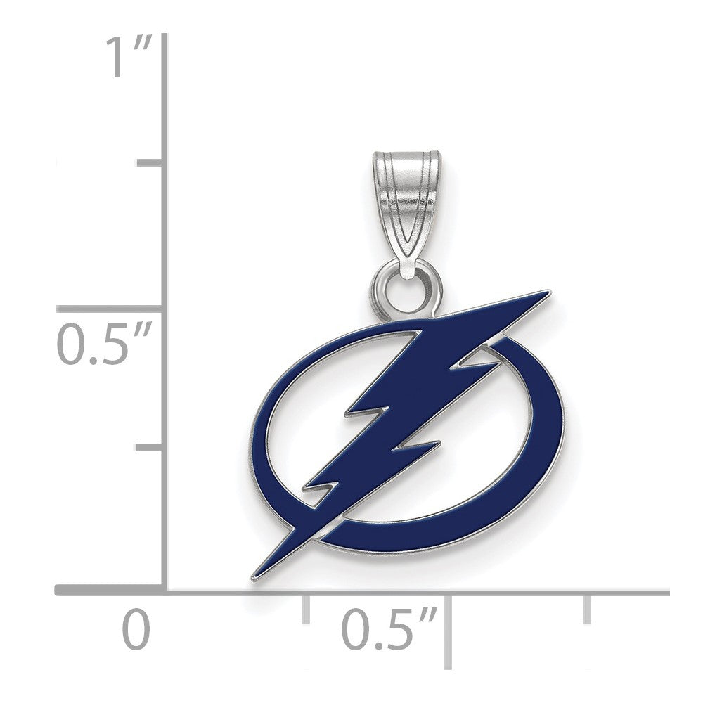 Sterling Silver Rhodium Plated Nhl Logoart Tampa Bay Lightning Small Enameled Pendant