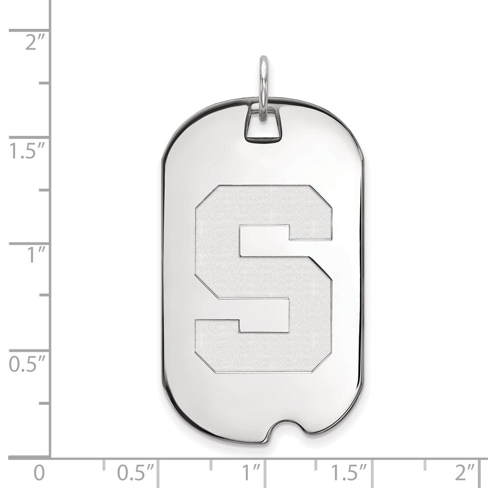 14K White Gold Logoart Michigan State University Letter S Large Dog Tag Pendant