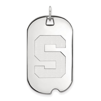 Sterling Silver Rhodium Plated Logoart Michigan State University Letter S Large Dog Tag Pendant