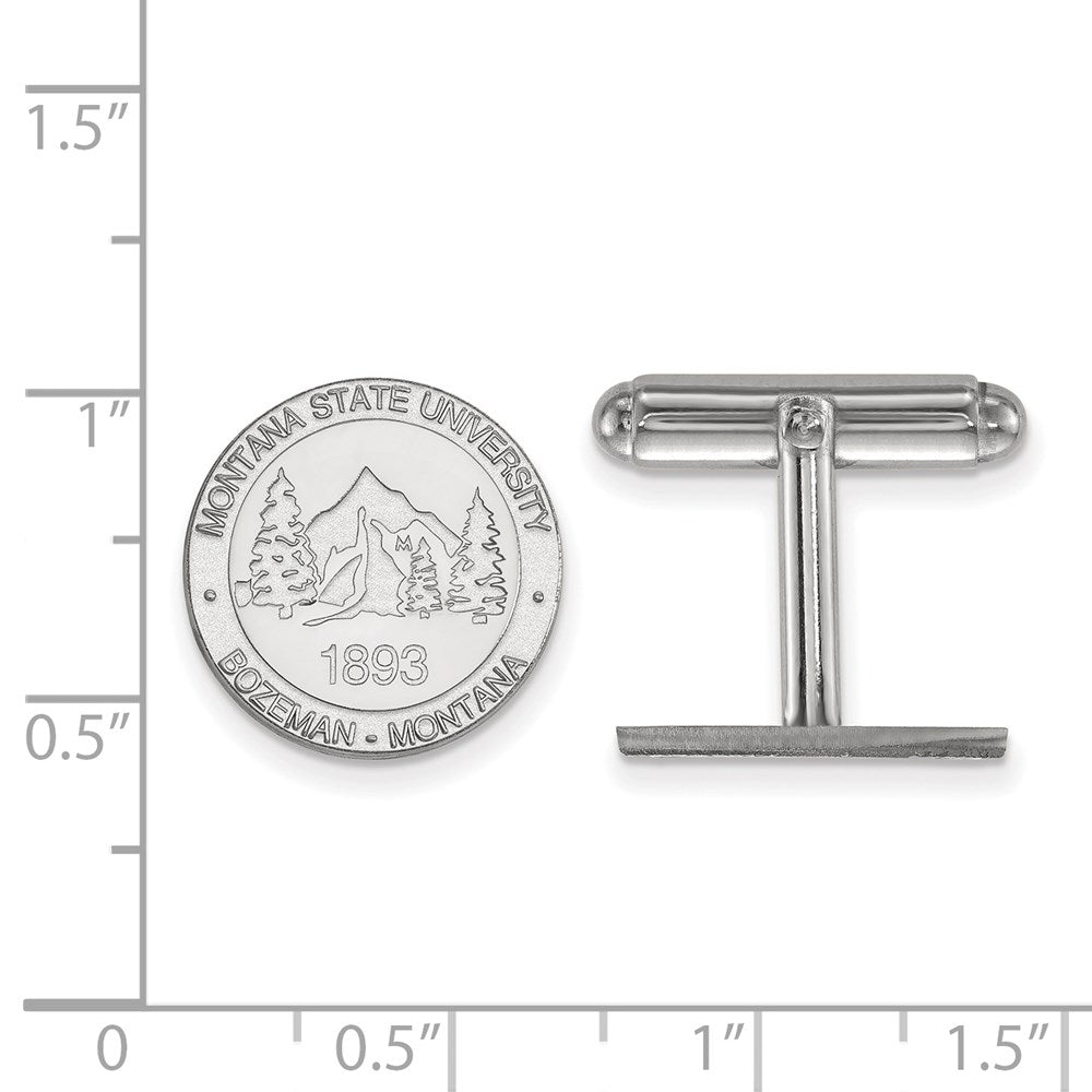 Sterling Silver Rhod-Pltd Logoart Montana State U. Crest Cuff Links