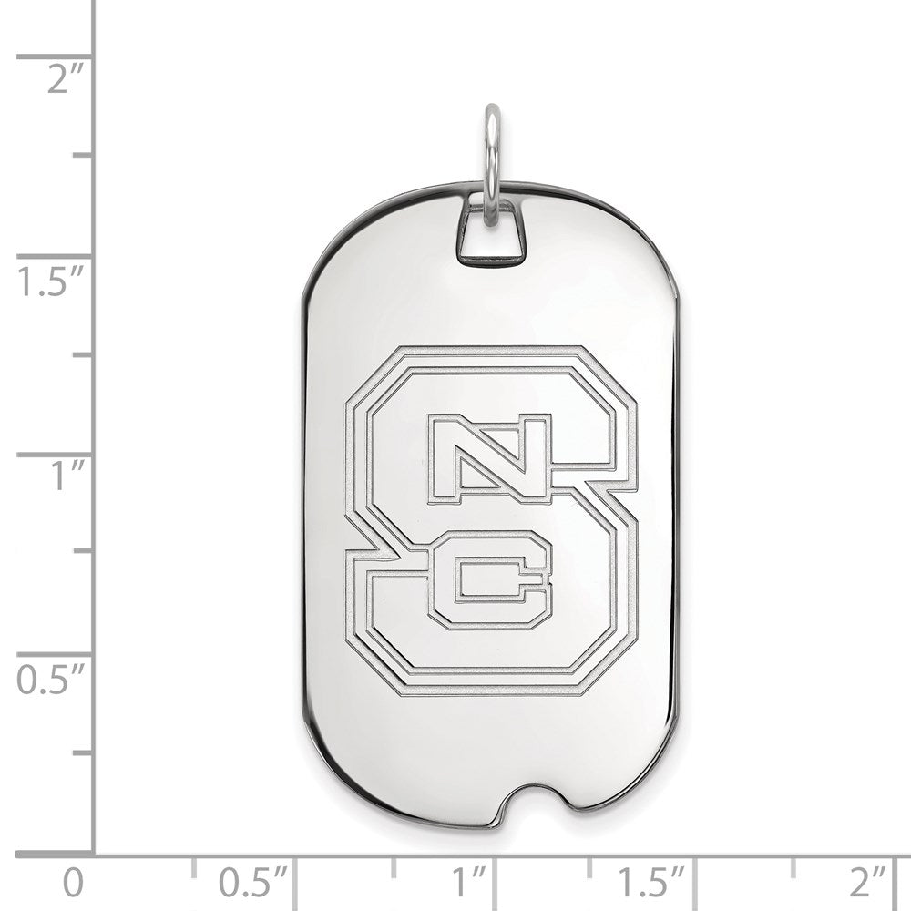 10K White Gold Logoart North Carolina State University N C S Large Dog Tag Pendant