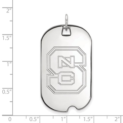 10K White Gold Logoart North Carolina State University N C S Large Dog Tag Pendant