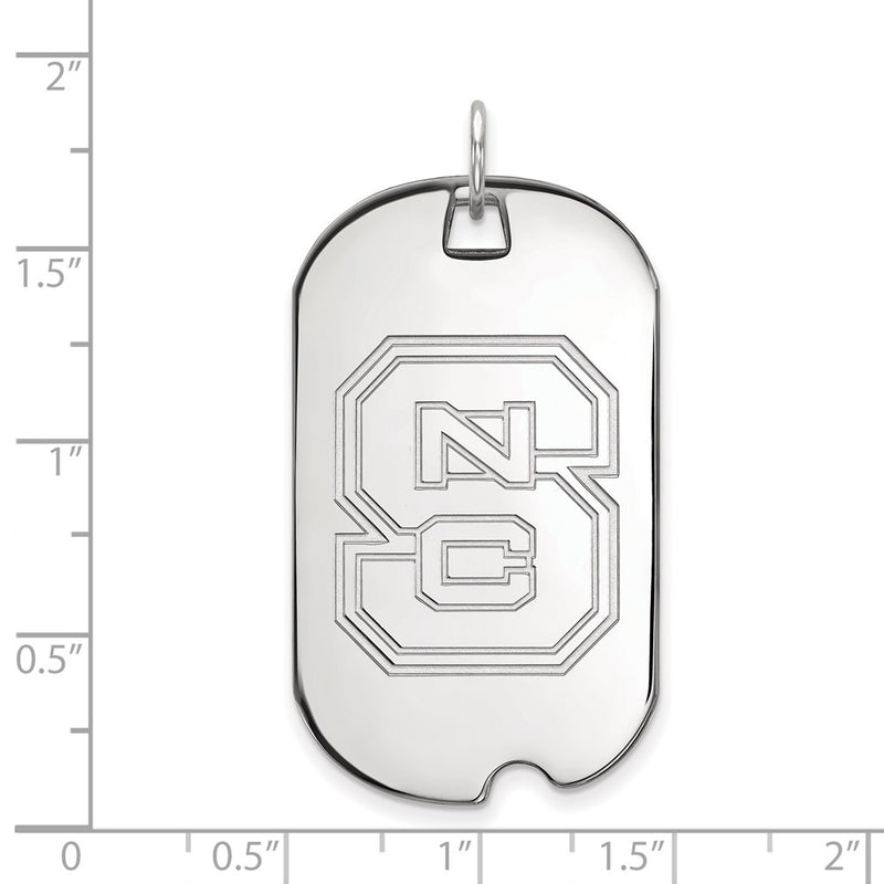 Sterling Silver Rhodium Plated Logoart North Carolina State University N C S Large Dog Tag Pendant
