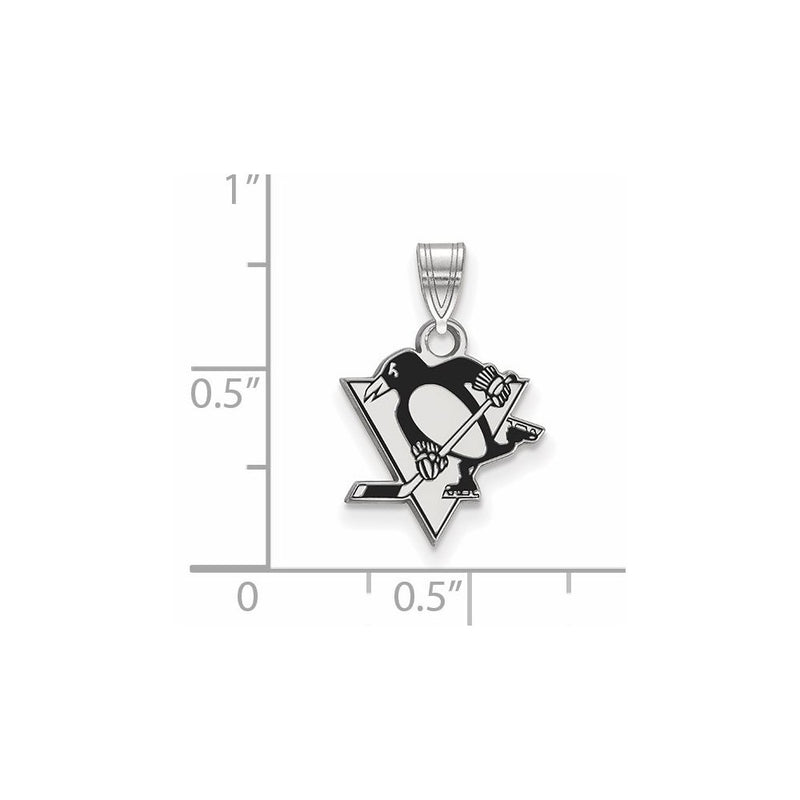 Sterling Silver Rhodium Plated Nhl Logoart Pittsburgh Penguins Small Enameled Pendant