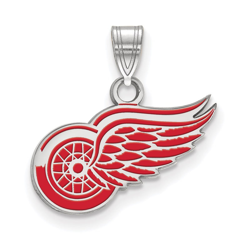 Sterling Silver Rhodium Plated Nhl Logoart Detroit Red Wings Small Enameled Pendant