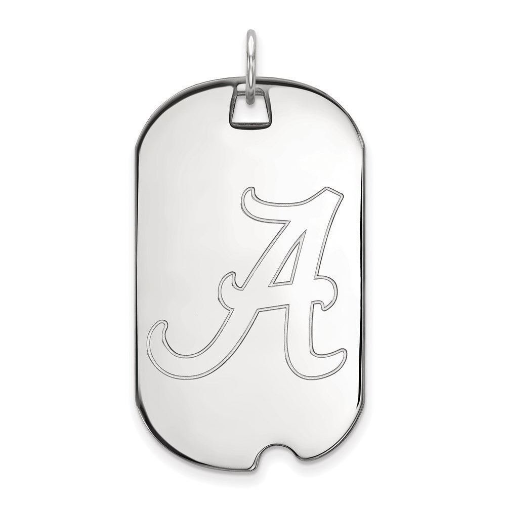 Sterling Silver Rhodium Plated Logoart University Of Alabama Large Dog Tag Pendant