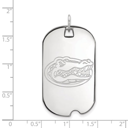 14K White Gold Logoart University Of Florida Gator Large Dog Tag Pendant