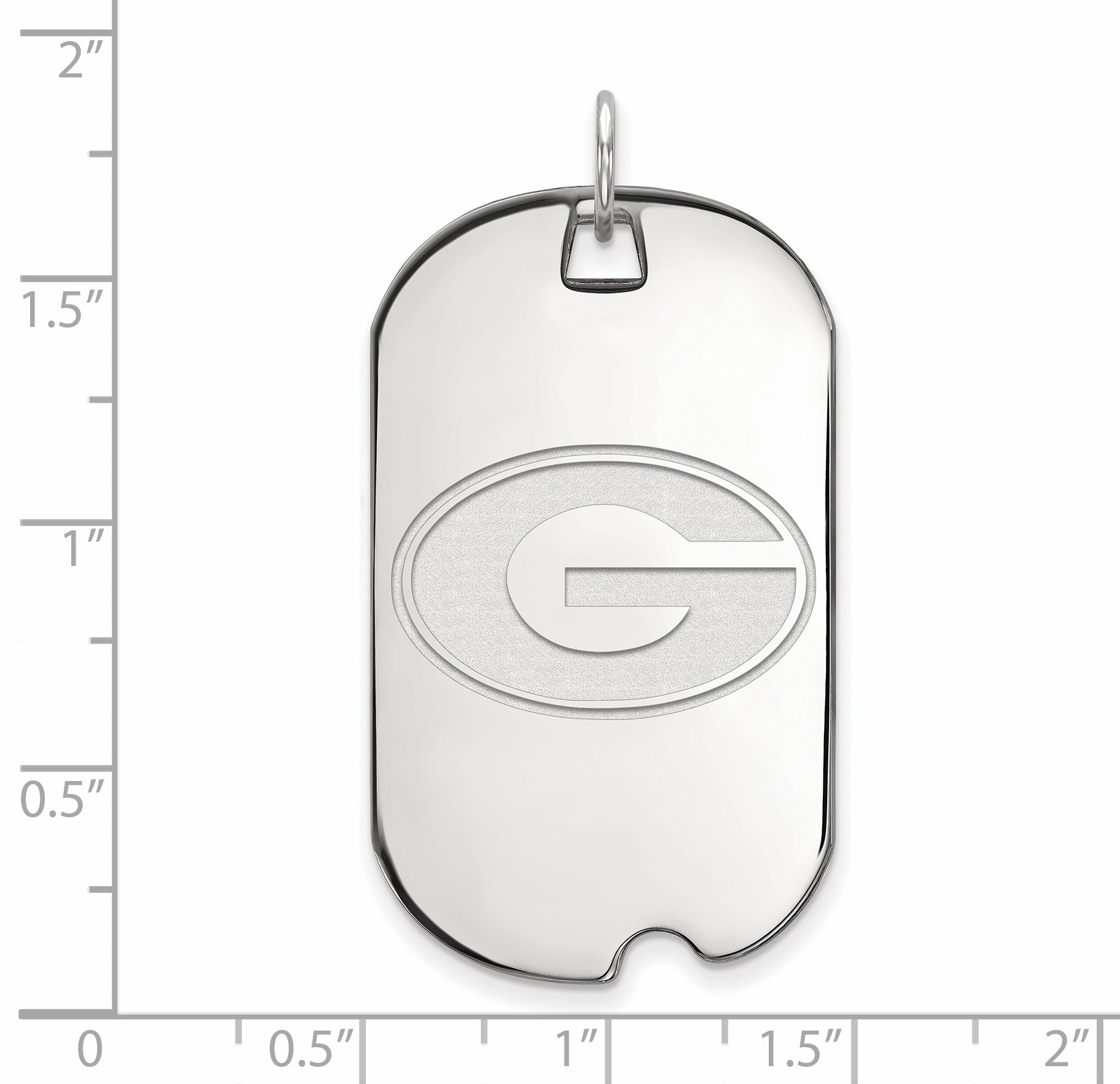 10K White Gold Logoart University Of Georgia Letter G Large Dog Tag Pendant