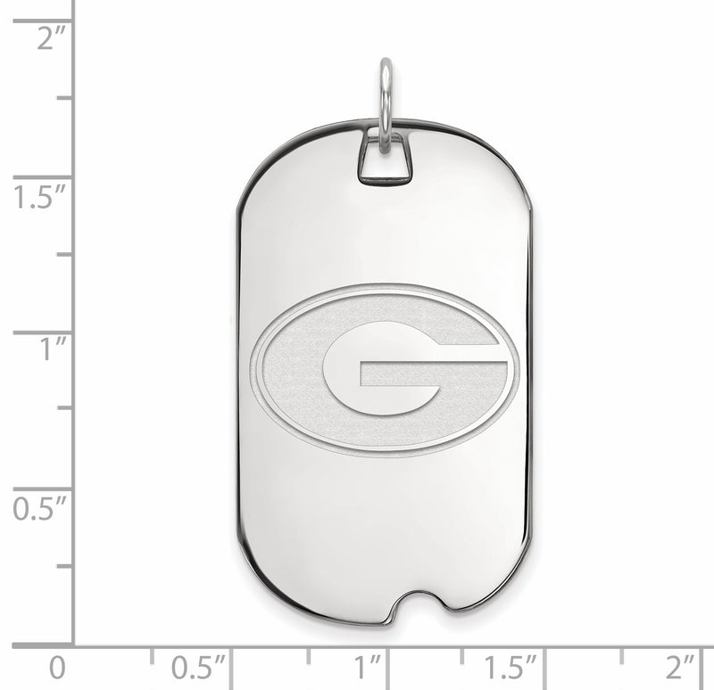 10K White Gold Logoart University Of Georgia Letter G Large Dog Tag Pendant