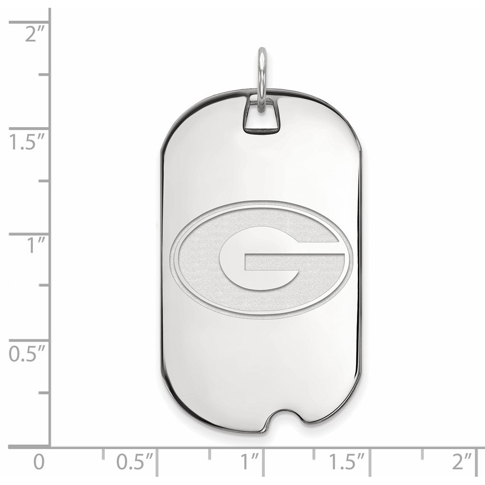 14K White Gold Logoart University Of Georgia Letter G Large Dog Tag Pendant