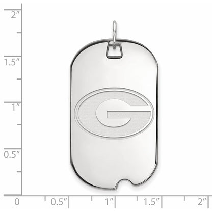 14K White Gold Logoart University Of Georgia Letter G Large Dog Tag Pendant