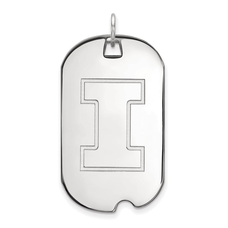 10K White Gold Logoart University Of Illinois Letter I Large Dog Tag Pendant