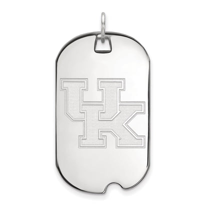 Sterling Silver Rhodium Plated Logoart University Of Kentucky U K Large Dog Tag Pendant