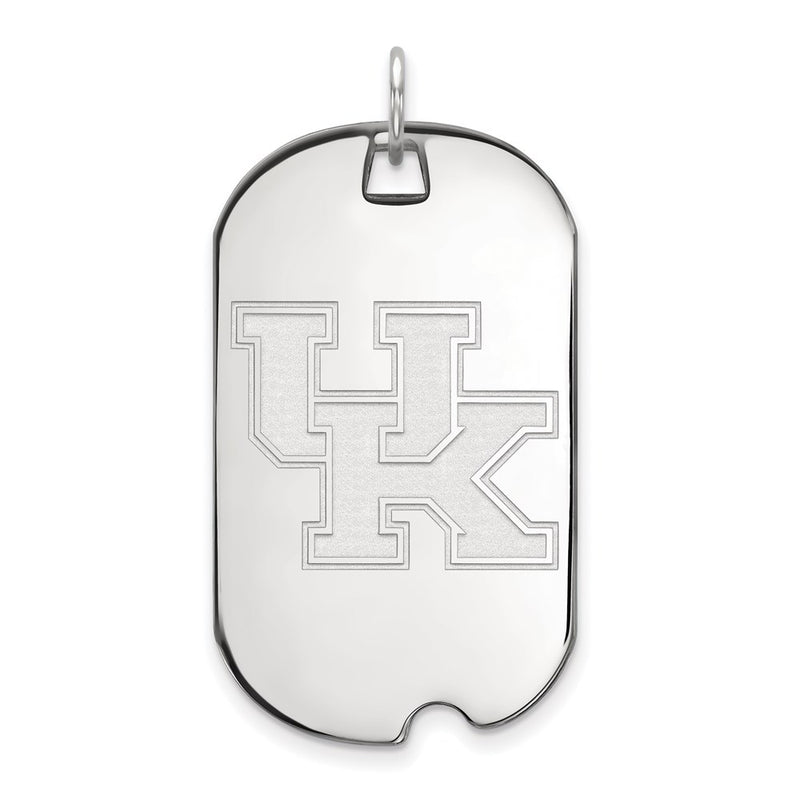 Sterling Silver Rhodium Plated Logoart University Of Kentucky U K Large Dog Tag Pendant