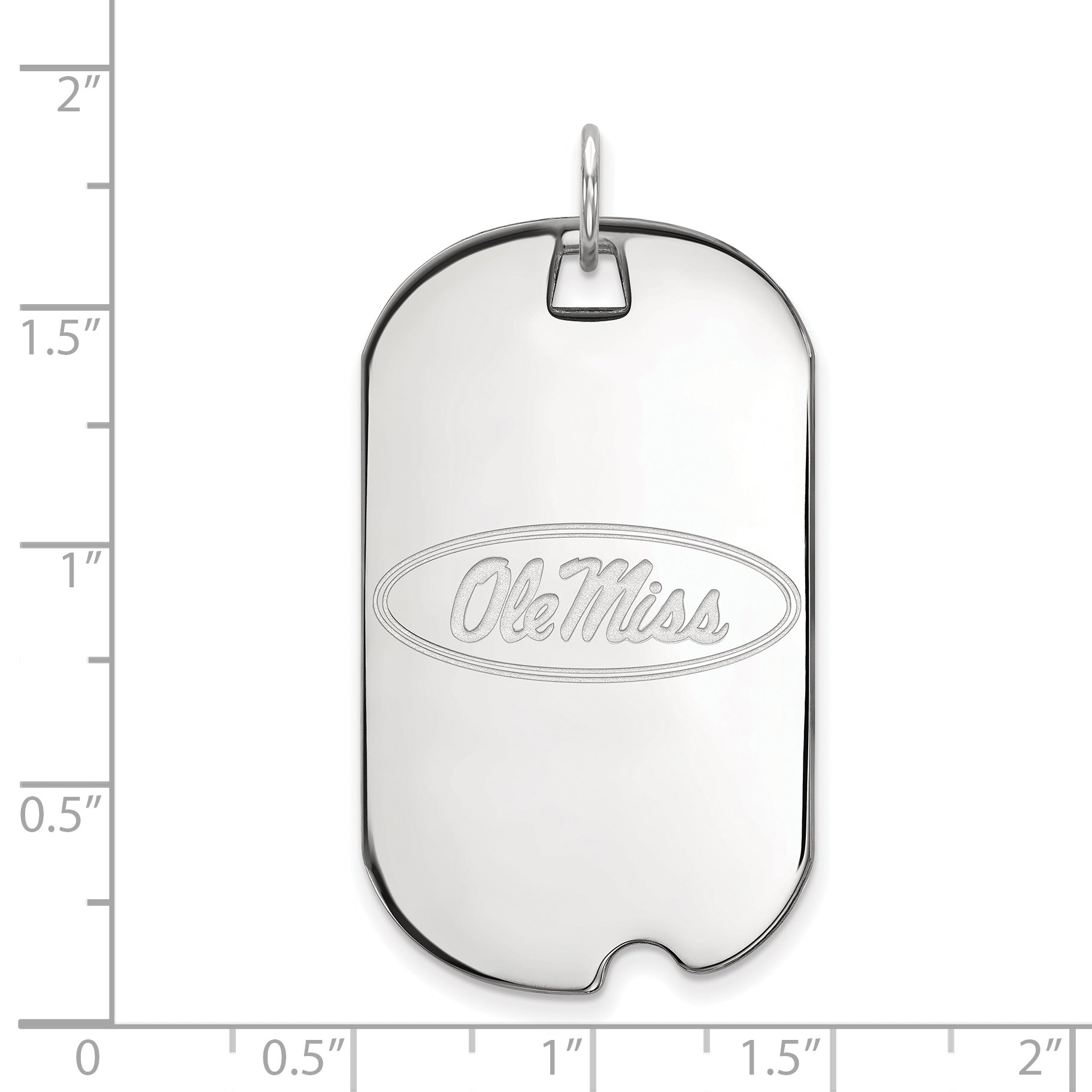14K White Gold Logoart University Of Mississippi Ole Miss Large Dog Tag Pendant