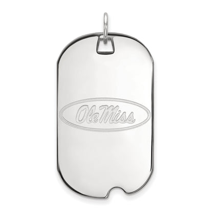 14K White Gold Logoart University Of Mississippi Ole Miss Large Dog Tag Pendant