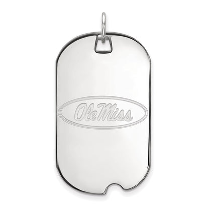 Sterling Silver Rhodium Plated Logoart University Of Mississippi Ole Miss Large Dog Tag Pendant