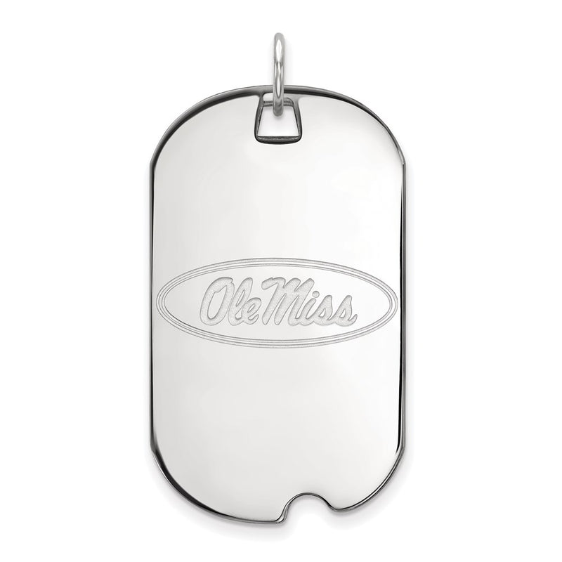 Sterling Silver Rhodium Plated Logoart University Of Mississippi Ole Miss Large Dog Tag Pendant