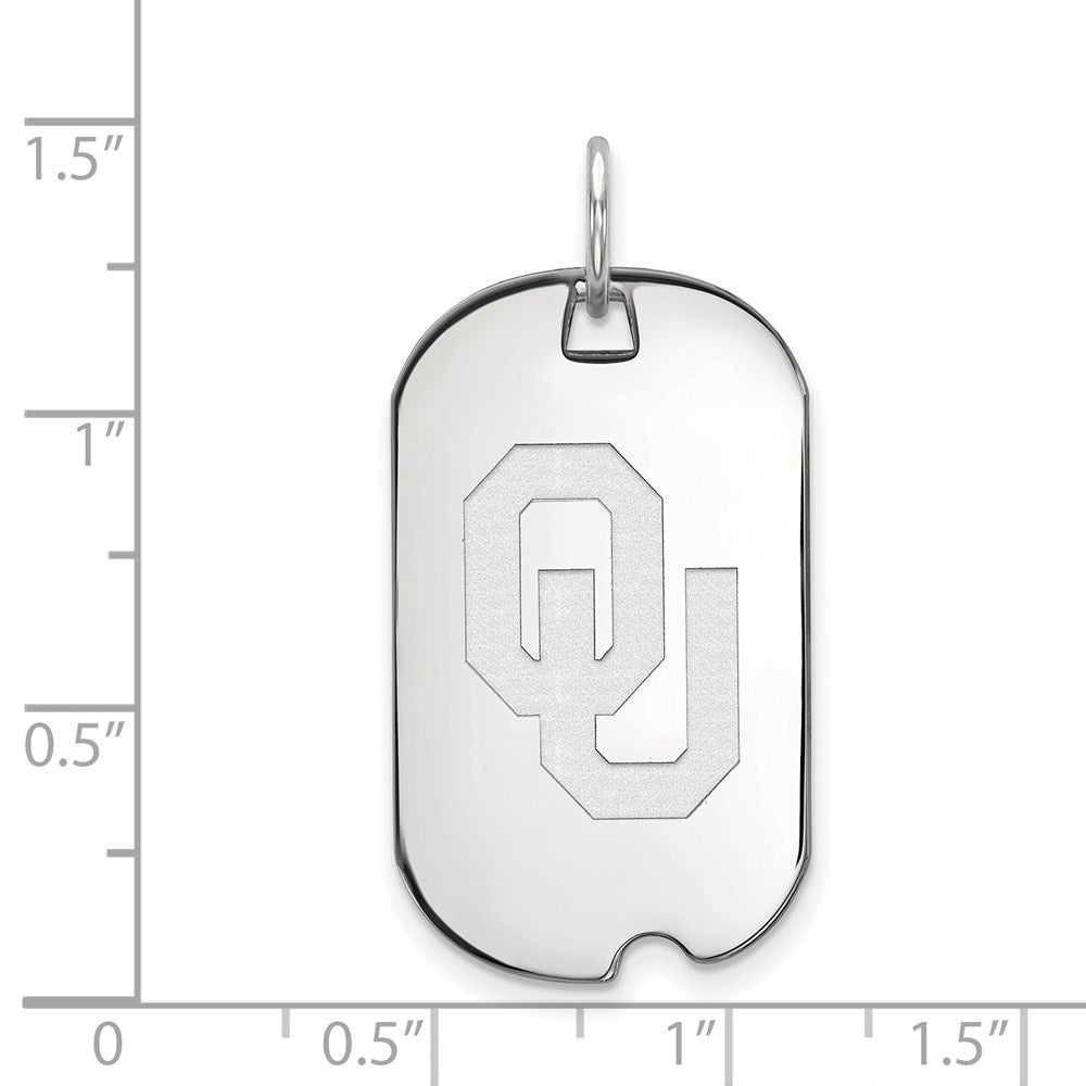 10K White Gold Logoart University Of Oklahoma O U Small Dog Tag Pendant