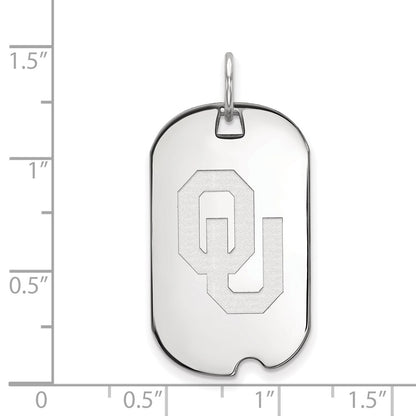 10K White Gold Logoart University Of Oklahoma O U Small Dog Tag Pendant