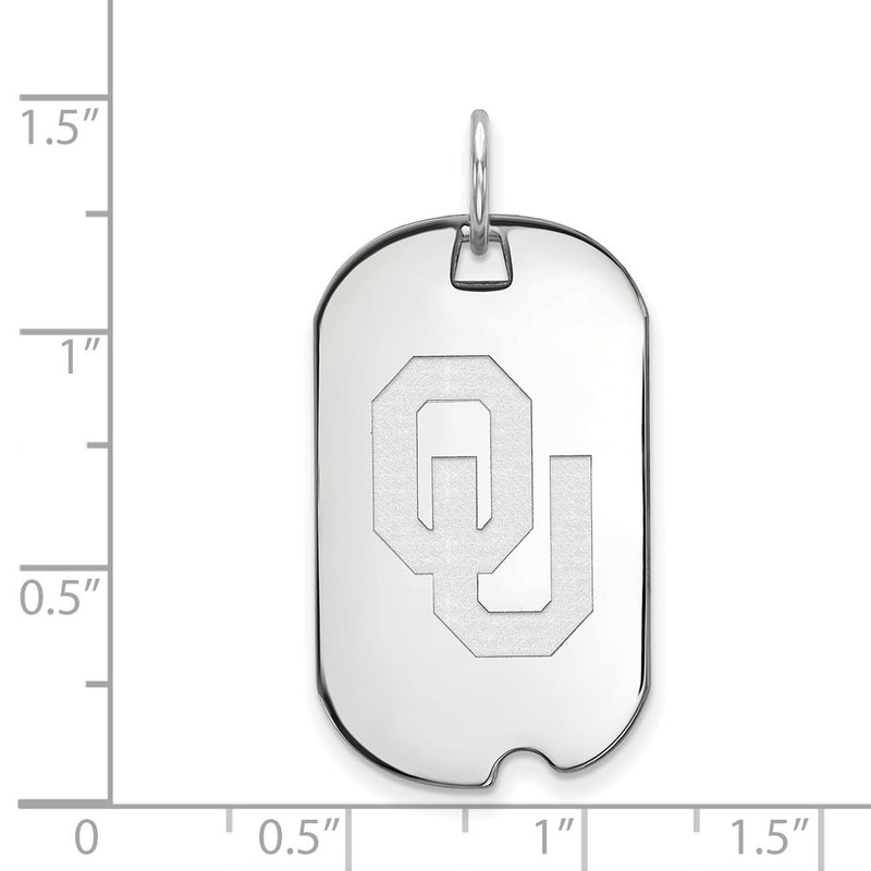 10K White Gold Logoart University Of Oklahoma O U Small Dog Tag Pendant