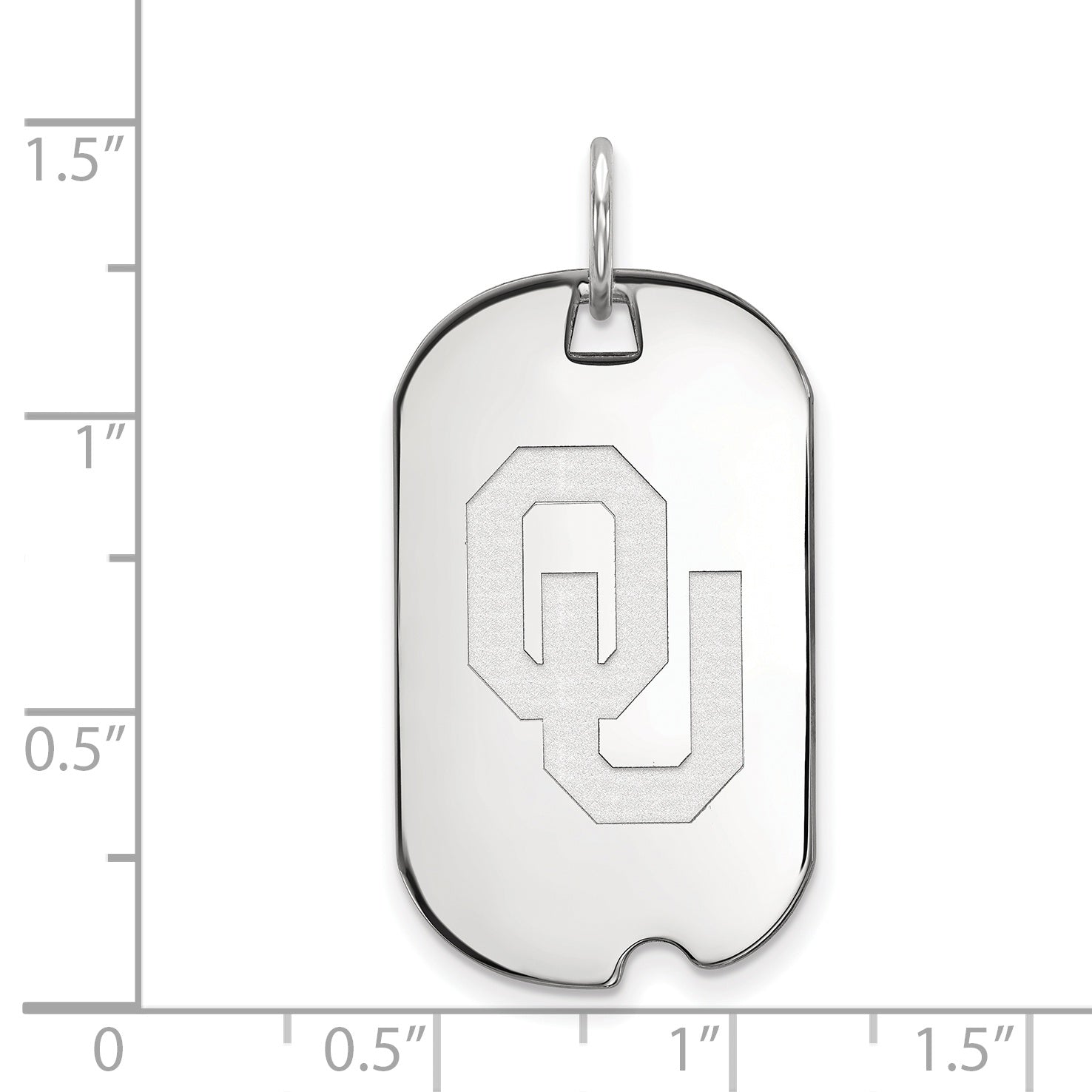 10K White Gold Logoart University Of Oklahoma O U Small Dog Tag Pendant