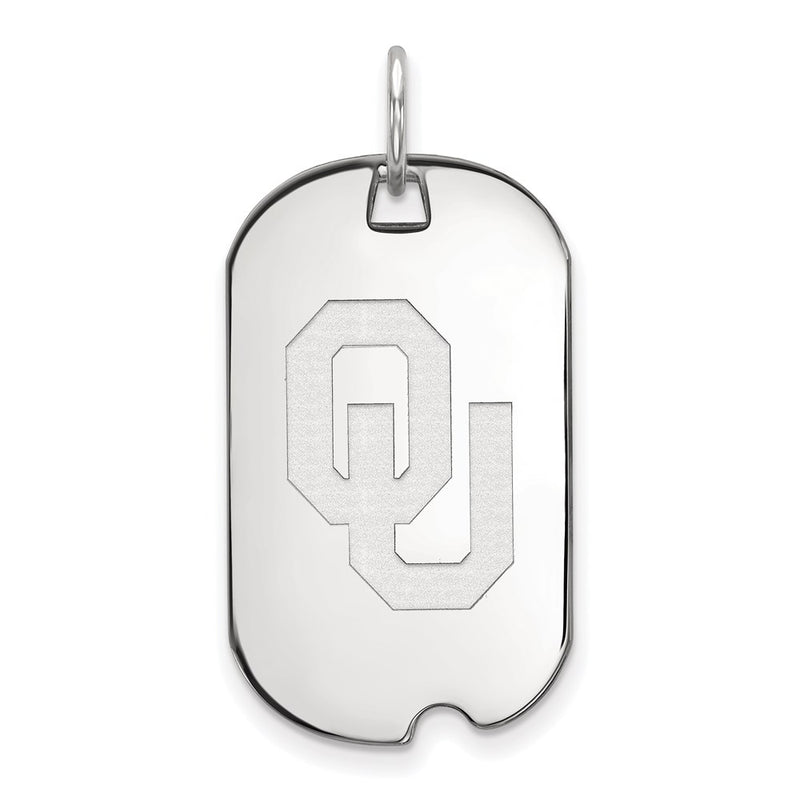 14K White Gold Logoart University Of Oklahoma O U Small Dog Tag Pendant