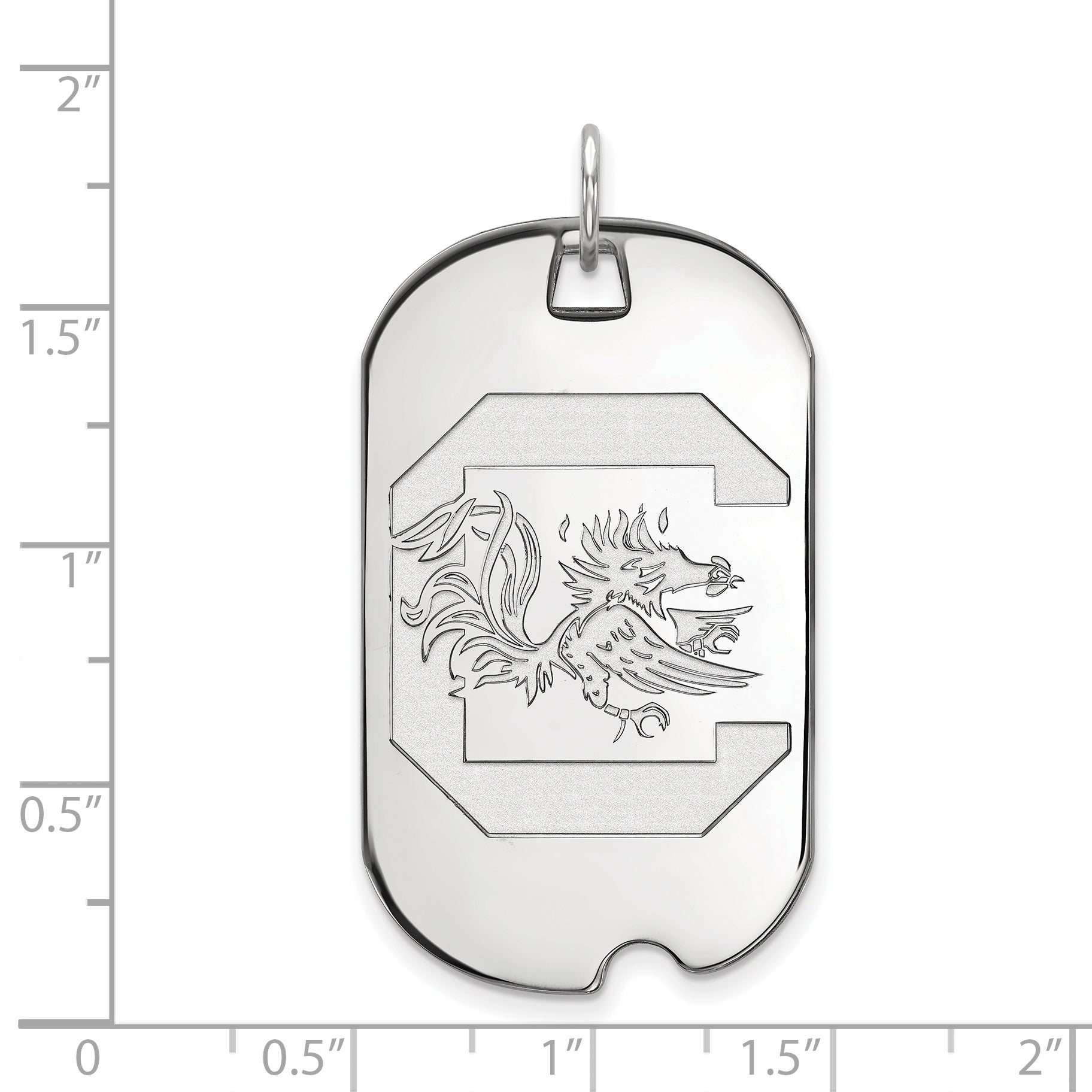 10K White Gold Logoart University Of South Carolina Large Dog Tag Pendant