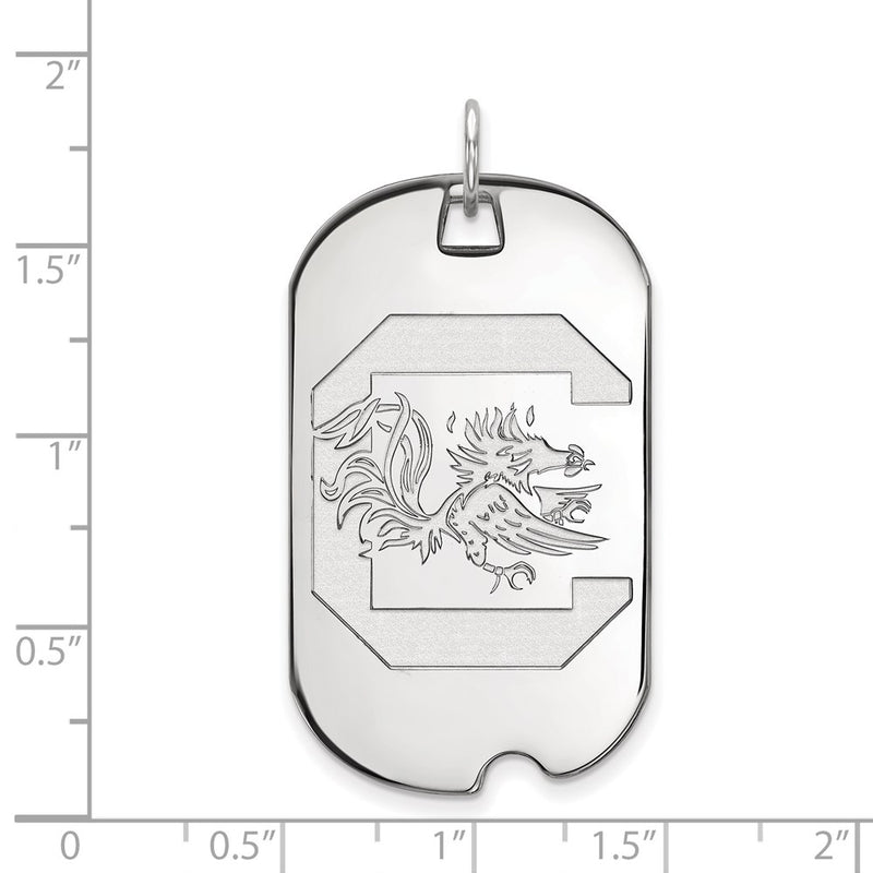 14K White Gold Logoart University Of South Carolina Large Dog Tag Pendant