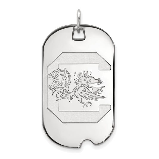 10K White Gold Logoart University Of South Carolina Large Dog Tag Pendant