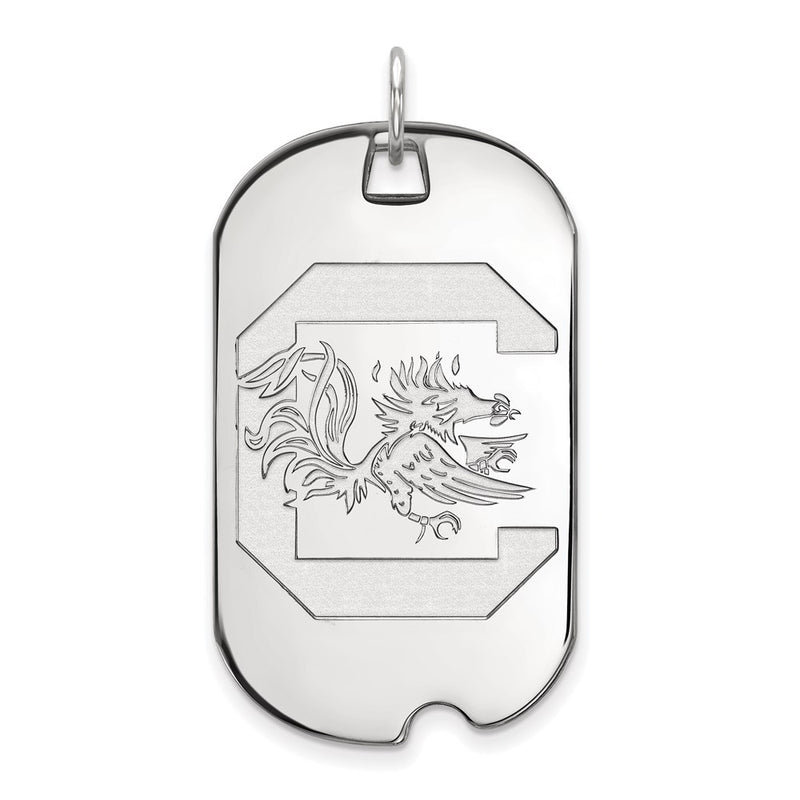Sterling Silver Rhodium Plated Logoart University Of South Carolina Large Dog Tag Pendant
