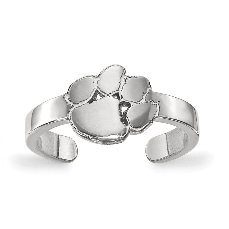Sterling Silver Rhodium Plated Logoart Clemson University Tiger Paw Toe Ring