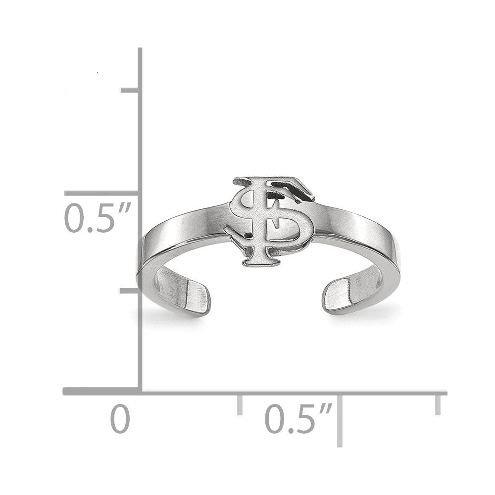 Sterling Silver Rhodium Plated Logoart Florida State University F S Toe Ring