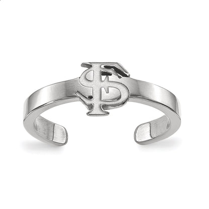 Sterling Silver Rhodium Plated Logoart Florida State University F S Toe Ring