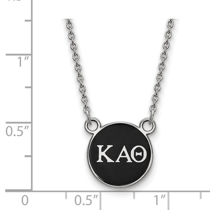 Sterling Silver Rhodium Plated Logoart Kappa Alpha Theta Sorority Greek Letters Small Color Enamel Pendant 18 Inch Necklace