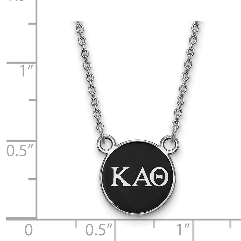 Sterling Silver Rhodium Plated Logoart Kappa Alpha Theta Sorority Greek Letters Small Color Enamel Pendant 18 Inch Necklace