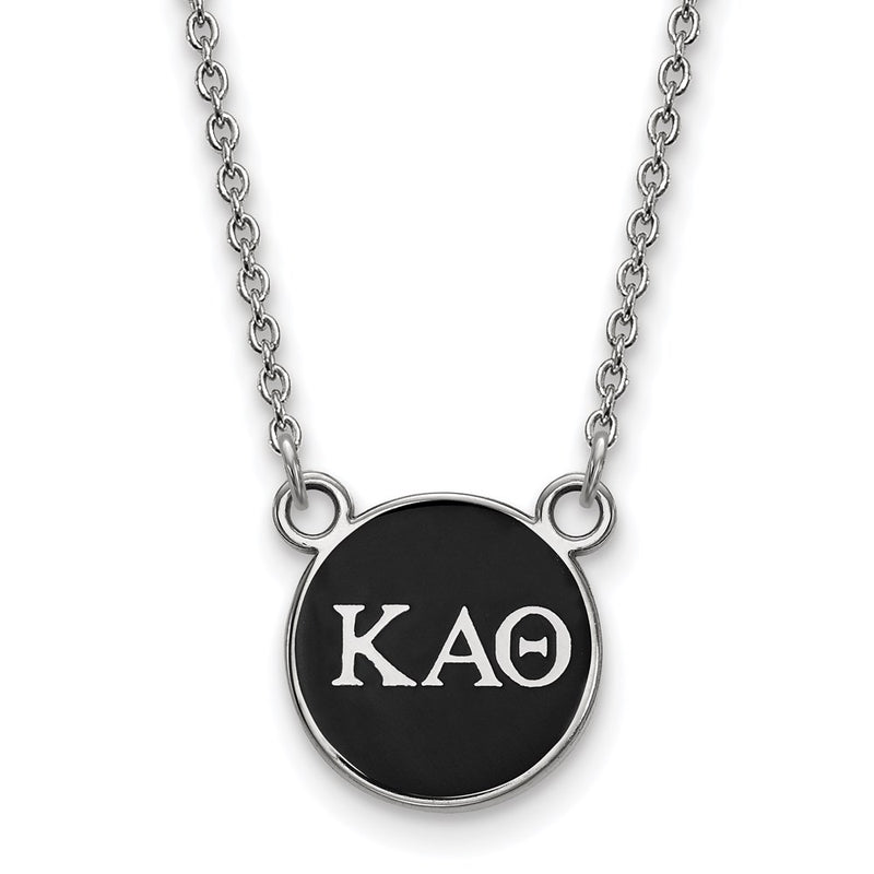 Sterling Silver Rhodium Plated Logoart Kappa Alpha Theta Sorority Greek Letters Small Color Enamel Pendant 18 Inch Necklace