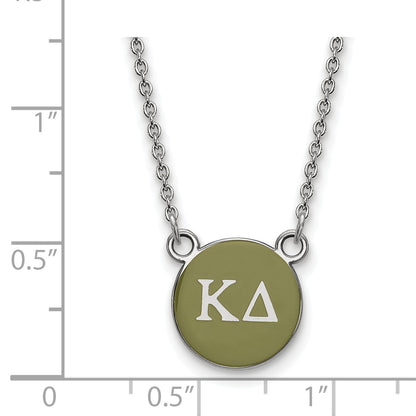 Sterling Silver Rhodium Plated Logoart Kappa Delta Sorority Greek Letters Small Color Enamel Pendant 18 Inch Necklace